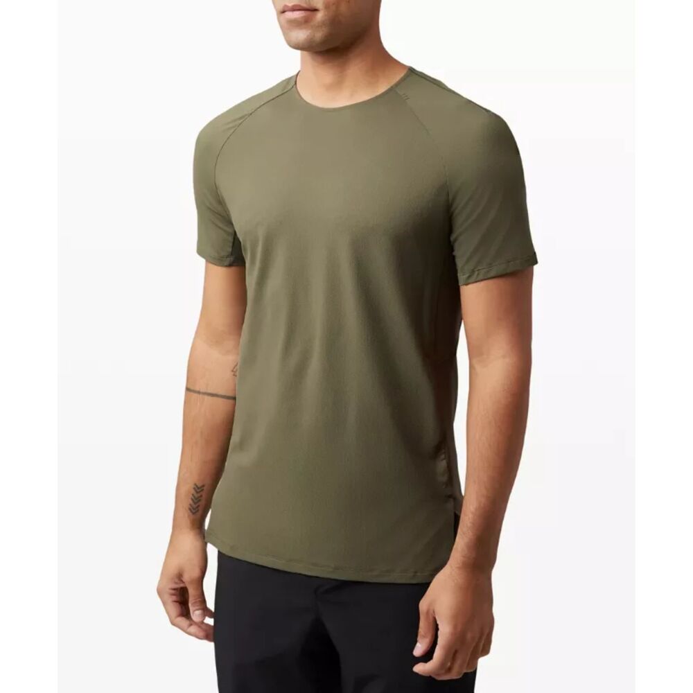 Lululemon Men's Pulse Motivation Short Sleeve Tee, Olive Green, Size L